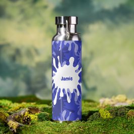 Esthetisch Geslachtsneutraal Blauw Verfspatten Waterfles