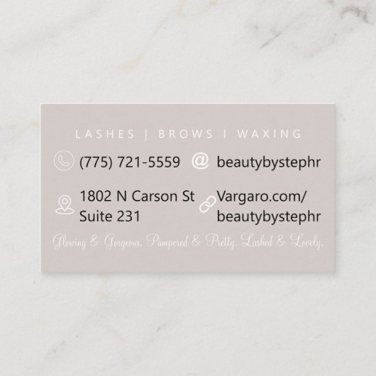 Esthetisch goud + witte bloem visitekaartje (Achterkant)