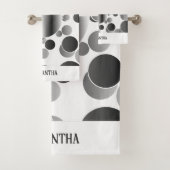 Esthetisch Grijs Abstract Polka Dots Pattern Wit Bad Handdoek (Insitu)