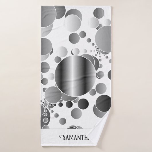 Esthetisch Grijs Abstract Polka Dots Pattern Wit Bad Handdoek (Badhanddoek)