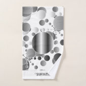 Esthetisch Grijs Abstract Polka Dots Pattern Wit Bad Handdoek (Handdoek)