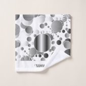 Esthetisch Grijs Abstract Polka Dots Pattern Wit Bad Handdoek (Wasdoekje)