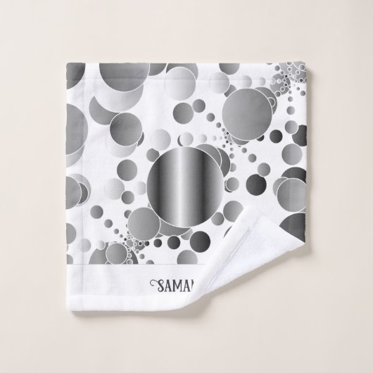 Esthetisch Grijs Abstract Polka Dots Pattern Wit Bad Handdoek (Wasdoekje)