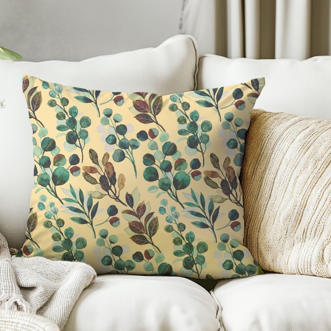 Esthetisch groen bloem blad patroon kussen (Creator heeft geüpload)