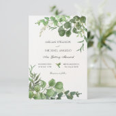 Esthetisch groene bladeren planten bruiloft kaart (Staand voorkant)