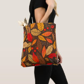 Esthetisch herfstbladpatroon tote bag (Dichtbij)