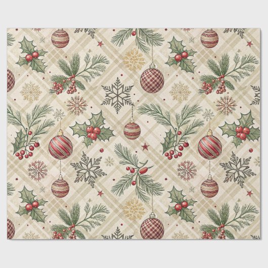 Esthetisch Kerst Geruit Inpakpapier (Vlak)