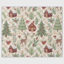 Esthetisch Kerstpapier met Geruit Motief