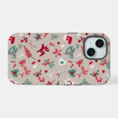 Esthetisch Kerstpatroon Boom Snoep iPhone 15 Case (Achterkant horizontaal)