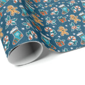 Esthetisch Kerstpatroon Sinterklaas Snoepgoed Cadeaupapier (Rol Hoek)