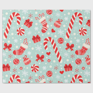 Esthetisch Kerstpatroon Snoepgoed Cadeaupapier
