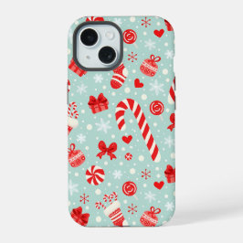 Esthetisch Kerstpatroon Snoepgoed iPhone 15 Case