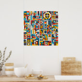 Esthetisch Kleurrijk Geometrisch Patroon Poster (Keuken)