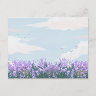 Esthetisch landschap natuur blauw lucht bloemenvee briefkaart
