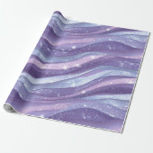 Esthetisch lavendel iriserend glitterpatroon cadeaupapier (Uitgerold)