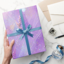 Esthetisch lavendel iriserend glitterpatroon cadeaupapier