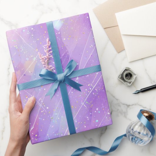 Esthetisch lavendel iriserend glitterpatroon cadeaupapier (Geschenken)