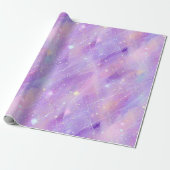 Esthetisch lavendel iriserend glitterpatroon cadeaupapier (Uitgerold)
