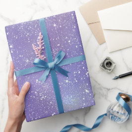 Esthetisch lavendel iriserend glitterpatroon cadeaupapier