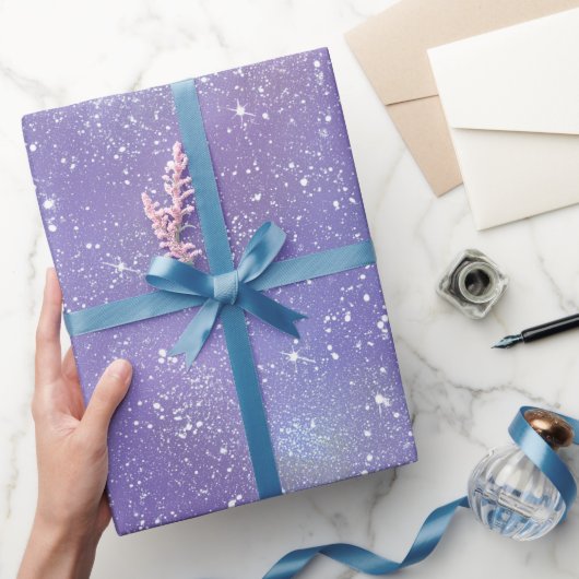 Esthetisch lavendel iriserend glitterpatroon cadeaupapier (Geschenken)
