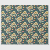 Esthetisch Lotus Bloem Botanisch Groen Cadeaupapier (Vlak)