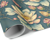 Esthetisch Lotus Bloem Botanisch Groen Cadeaupapier (Rol Hoek)