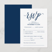 Esthetisch, marineblauw, huwelijksdiner RSVP, Reag Informatiekaartje (Voorkant / Achterkant)