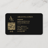 Esthetisch Monogram AG Professioneel Elegant Zwart Visitekaartje (Achterkant)