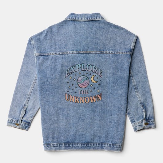esthetisch ontwerp van kosmische typografie denim jacket (Achterkant)