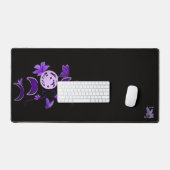 Esthetisch Paars Hemels Maanfase Gestikt Bureaumat (Keyboard & Muis)