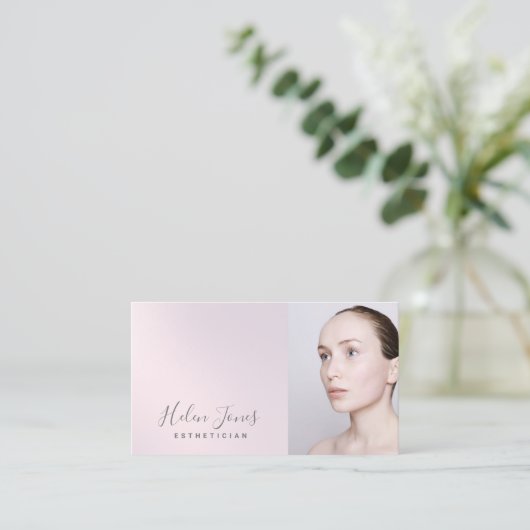 esthetisch paarse roze gradiënt visitekaartje (Staand voorkant)