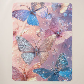 Esthetisch Pastel Glittervlinder Vleugelontwerp Sherpa Deken