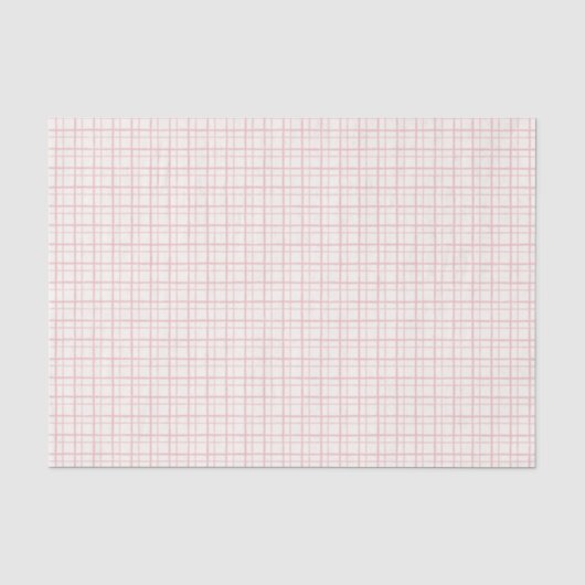 Esthetisch Pastel Wobbly Grid Check Ballet Roze Tissuepapier (Voorkant)