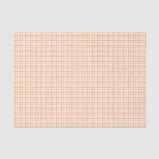 Esthetisch Pastel Wobbly Grid Check Zonnegoudgeel Tissuepapier (Voorkant)