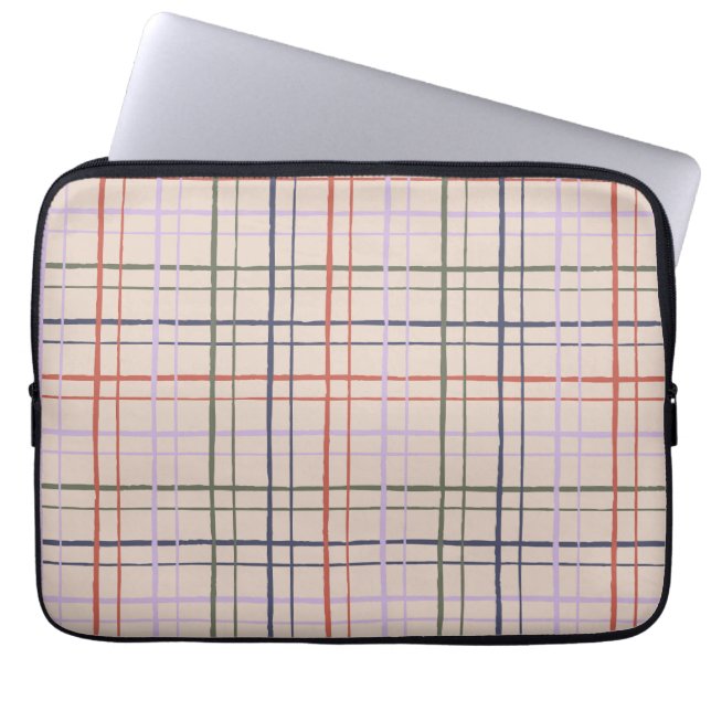 Esthetisch Pastelkleurig Handgetekend Raster Moder Laptop Sleeve (Voorkant)