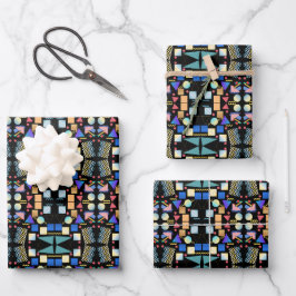 Esthetisch retro vintage geometrie abstract patroo inpakpapier vel