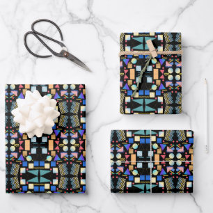 Esthetisch retro vintage geometrie abstract patroo inpakpapier vel