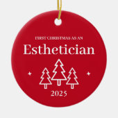 Esthetisch Rode Kerstversiering Keramisch Ornament (Voorkant)