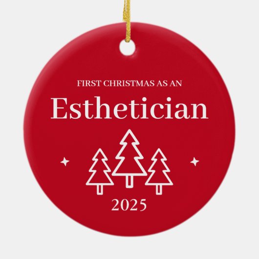 Esthetisch Rode Kerstversiering Keramisch Ornament (Achterkant)