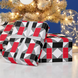 esthetisch rood en zwart Buffalo Kleurblok Cadeaupapier