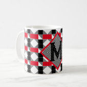 esthetisch rood en zwart geometrisch Monogram init Koffiemok (Voorkant links)
