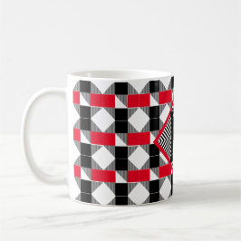 esthetisch rood en zwart geometrisch Monogram init Koffiemok