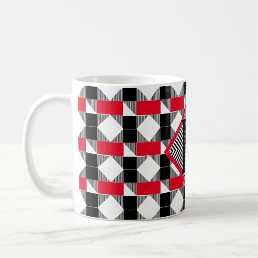 esthetisch rood en zwart geometrisch Monogram init Koffiemok (Links)