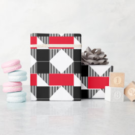esthetisch rood en zwart modern geometrisch patroo cadeaupapier