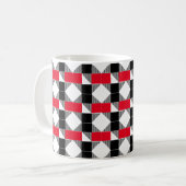 esthetisch rood en zwart modern geometrisch patroo koffiemok (Voorkant links)