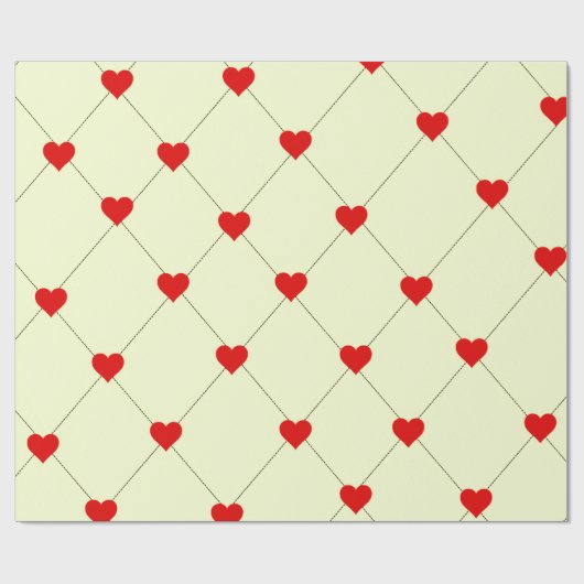 Esthetisch rood hartjes patroon inpakpapier (Vlak)