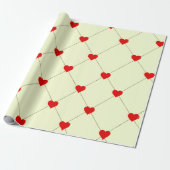 Esthetisch rood hartjes patroon inpakpapier (Uitgerold)