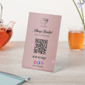 Esthetisch Roos Gold QR Code Scan te betalen Reclamebord Met Voetstuk (Insitu)
