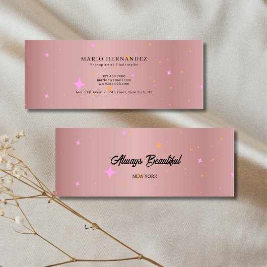 Esthetisch Roos Gold Script Kalligrafie Mini Visitekaartje