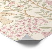 Esthetisch roze beige vogels in bomen botanisch poster (Hoek)